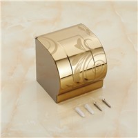 BOCHSBC Stainless Steel Toilet Roll Holder Bathroom Holder Waterproof Thicken Gold Roll Paper Box