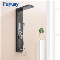 Fapully Black Brushed Nickel Rainfall Shower Panel Wall Mounted SPA Rain Massage System Shower Faucet with Jets &amp;amp;amp; Hand Shower