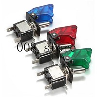 Auto Car Boat Truck Illuminated Led Toggle Switch With Safety Aircraft Flip Up Cover Guard Red Blue Green Yellow White 12V 20A