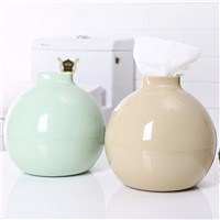 PP Round Ball Shape Towel Box Solid Color Home Living Room Dining Room Bathroom Tissue Organizer Box Storage Case Green/Yellow