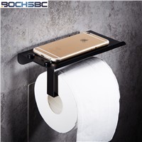 Black Paper Holder Antique Bathroom Paper Roll Holder with Phone Shelf Space ALuminum Bathroom Toilet Tissue Paper Holder