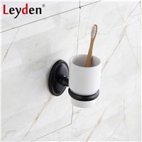 Leyden Brass Oil Rubbed Bronze Round Base Toothbrush Tumbler Holder Wall Mounted Toothbrush Holder with Cup Bathroom Accessories