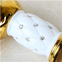OUBINI Soild Brass Gold Bathroom Wash Basin Sink Faucet Diamond Crystal Body Tap Single Handle Vessel Vanity Tap Mixer