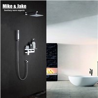 Bathroom wall shower set with shelf Shower mixer Rainfall chorme shower mixer brass set with 8 inch Pressure air hand shower