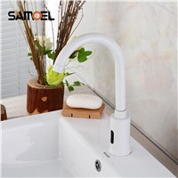 High Quality touchless white Sensor Faucet mixer for bathroom Sink water saving Automatic infrared Inductive Tap