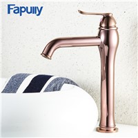 Fapully Water Tap Bathroom Basin Faucet Luxury Rose Gold Faucets Counter Top Lavabo Wash Basins Tall