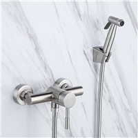 Convenient Brushed Nickel Stainless steel Handheld Bidet ,Toilet Portable Bidet Shower Set With Hot and Cold Water Bidet Mixer