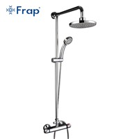 Frap New Shower Faucet Set Bathroom Thermostatic Faucet Chrome Finish Mixer Tap ABS Handheld Shower Wall Mounted torneiras F2403