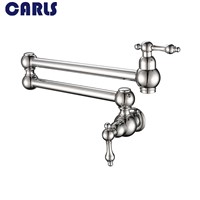 Copper cooling rotary kitchen faucet into the wall type folding double wash dish basin faucet