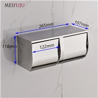 MEIFUJU Stainless Steel Toilet Paper Holder Toilets Roll SUS304 Toilet Paper Holder with Shelf Double Paper Holders Wall Mount