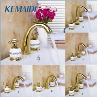 KEMAIDI High Quality Polished Golden&amp;amp;amp;Ceramic Mixers Tub Filler Shower Bathroom BathtubShower Faucet Basin Sink Brass Taps
