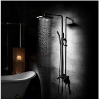 Luxury Bathroom Black Oil Brushed Square Rain Shower Set, Antique Shower Faucet Bath &amp;amp;amp; Shower Faucet Set, Wall Mounted