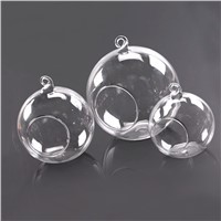 Clear Glass Round Hanging Candle Tea Light Holder Candlestick Home - 8CM