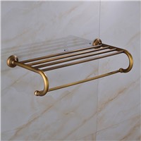 Antique Brass Bathroom Towel Rack with Single Towel Bar Solid Brass Towel Holder Wall Mounted