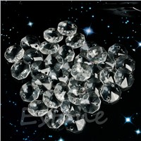 100pcs 14MM Clear Rhinestone Octagonal Beads Decoration Crystal Chandelier Parts