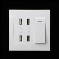 1Pc 220V 10A Wall Switch Socket 4 Port USB Charger Power Outlet Adapter Panel