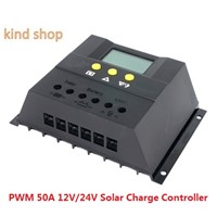 12V/24V 50A Auto Solar Regulator Solar Charger Controllers LCD Display Solar Battery Charge Controller PWM Charging for Lighting