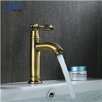 Amibronze Single Cold Faucet Antique Bronze Operation Bathroom Basin Faucets Kitchen Brass Crane