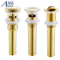 Gold Polished Solid Brass Basin Sink Pop Up Drainer Gravity flushing drain waste stopper Bathroom accessories assembly