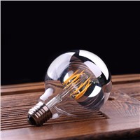 Silver Crown/Half Mirror G95/G30 LED Filament Large Globe Light Bulb 4/6/8/W, 2200 Kelvin E26/E27 Nostalgic Edison Light Bulb