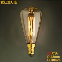E14 Base ST48 Hot Sale High Quality Retro Incandescent Light Lamp Bulb Fixtures Glass LED Edison Bulb 40W 220V for Pendant Lamps
