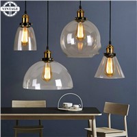 Antique American country Pendant Lights Amber Glass Hanging Bell Pendant Lamp E27 Edison Light Bulb Dinning room Home Decoration