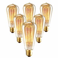 Uncleahtoh 6PCS/LOT ST64 E26 E27 Lamp Edison vintage Tungsten Filament Lamp Transparent/Gold Glass Bulb For Home Bar Shop