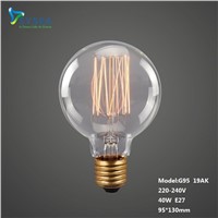 E27 40W 120V/230V Vintage Antique Edison Bulb G80 G95 G125 Incandescent Light Bulb For Living Room Global Lamp Wholesale|201729