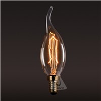 110V/220V Lightinbox  LED Incandescent Tailed Tungsten Bulb Light Lamp  Edison Carbon Filament Vintage Candle Flame Bubble Lamp