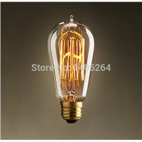 ST64   Edison Vintage Tungsten Filament  Bulbs 40W  Ac110-220V