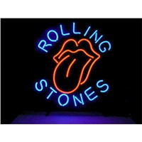 NEON SIGN For ROLLING STONES SIGN Signboard REAL GLASS BEER BAR PUB  display   christmas Light Signs 17*14&amp;amp;quot;