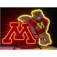 NEON SIGN For  NEW MINNESOTA GOLDEN GOPHERS  Signboard REAL GLASS BEER BAR PUB  display  christmas Light Signs 17*14&amp;amp;quot;