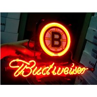 Business NEON SIGN board For BOSTON BRUINS HOCKEY FOOTBALL Basketball Real GLASS Tube BEER BAR PUB Club Shop Light Signs 17*14&amp;quot;