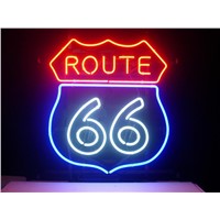 NEON SIGN For ROUTE 66  SIGN Signboard REAL GLASS BEER BAR PUB  display   outdoor Light Signs 17*14&amp;amp;quot;