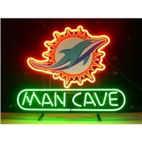 NEON SIGN For miami dolphin man cave Signboard REAL GLASS BEER BAR PUB  display  christmas Light Signs 17*14&amp;amp;quot;