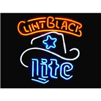 NEON SIGN For  MILLER LITE CLINT BLACK LOGO   Signboard REAL GLASS BEER BAR PUB  display  christmas Light Signs 17*14&amp;amp;quot;