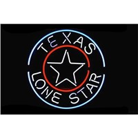 NEON SIGN For TEXAS LONE STAR Circles LOGO  Signboard REAL GLASS BEER BAR PUB  display  christmas Light Signs 17*14&amp;amp;quot;