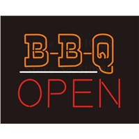 Custom NEON Sign Board BBQ Open Barbecue Glass Tube Beer Bar Club Pub Display Store Shop Light Signboard Signage Signs 17*14&amp;amp;quot;