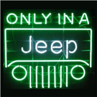 17*14&amp;amp;quot; ONLY IN A JEEP CAR NEON SIGNS REAL GLASS BEER BAR PUB LIGHT  Billiards  store display  Restaurant  Shop Dealers Garage