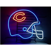 NEON SIGN For  CHICAGO BEARS FOOTBALL HELMET  SIGN Signboard REAL GLASS BEER BAR PUB  display   christmas Light Signs 17*14&amp;amp;quot;