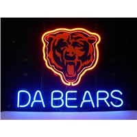 NEON SIGN For  LED CHICAGO BEARS DA BEARS FOOTBALL Signboard REAL GLASS BEER BAR PUB  display   christmas Light Signs 17*14&amp;amp;quot;