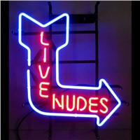 NEON SIGN For  LIVE NUDES SIGN Signboard REAL GLASS BEER BAR PUB  display   christmas Light Signs 17*14&amp;amp;quot;