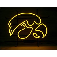 NEON SIGN For  IOWA HAWKEYES SIGN Signboard REAL GLASS BEER BAR PUB  display   christmas Light Signs 17*14&amp;amp;quot;