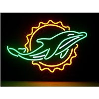 NEON SIGN For miami dolphin  Signboard REAL GLASS BEER BAR PUB  display  outdoor Light Signs 17*14&amp;amp;quot;