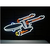 NEON SIGN NEW STAR TREK ENTERPRISE SPACE SHIP   Signboard REAL GLASS BEER BAR PUB  display  christmas Light Signs 17*14&amp;amp;quot;