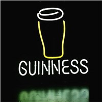 NEON SIGN For  GUINNESS GLASS LOGO Signboard REAL GLASS BEER BAR PUB  display  RESTAURANT outdoor Light Signs 17*14&amp;amp;quot;