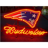 Custom Business NEON SIGN board For NEW ENGLAND PATRIOT BUDWEISER FOOTBALL GLASS Tube BEER BAR PUB Club Shop Light Signs 17*14&amp;amp;quot;