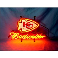 Business NEON SIGN board For  Kansas City CHIEFS Football Budweiser  REAL GLASS Tube BEER BAR PUB Club Shop Light Signs 17*14&amp;amp;quot;