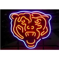 Business Custom NEON SIGN board For Football LED Chicago Bears REAL GLASS Tube BEER BAR PUB Club Shop Light Signs 15*14&amp;amp;quot;