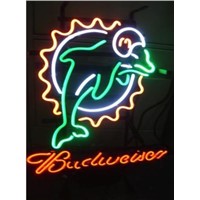 Business Custom NEON SIGN board For LED Miami Dolphins American Footbal GLASS Tube BEER BAR PUB Club Shop Light Signs 16*15&amp;amp;quot;
